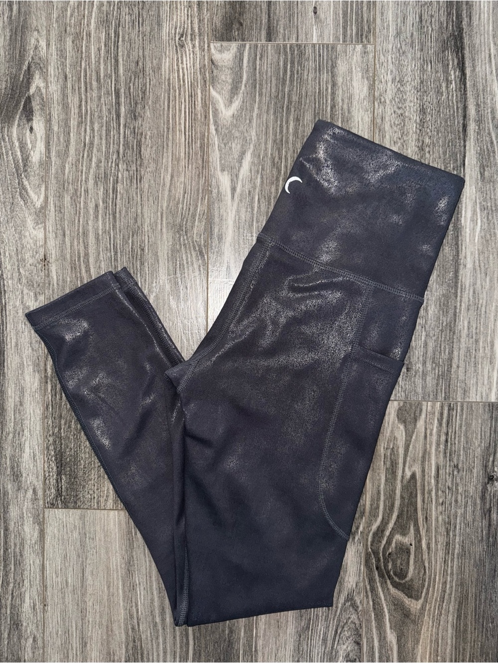 ZYIA Active Light n Tight Leggings Size 2 Black Navy Metallic 7/8 Pockets LNT